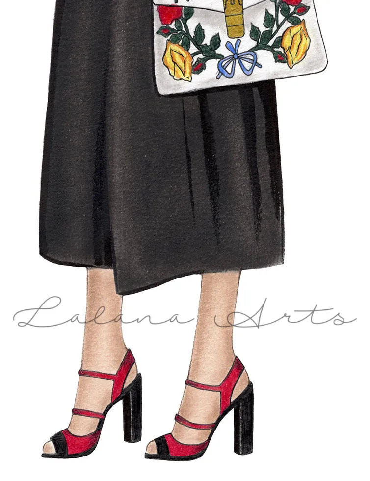 2 fashionista ladies art print fashion illustration