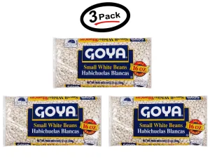 (3 Pack) Goya Small White Dry Beans 16 Ounce, Habichuelas Blancas