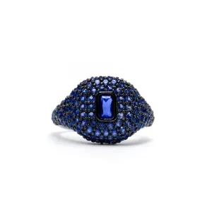 Anillo insignia clásico azul - chapa de rodio