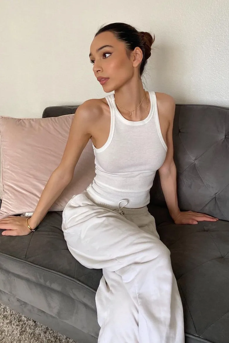 Audrey Ribbed Tank Top - White