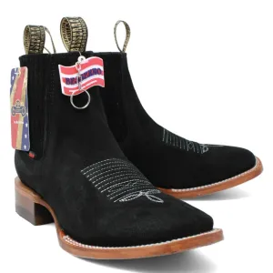 Botines Charros de Gamuza Punta Cuadrada para Joven Color Negro Q82BJ6305