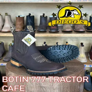 Botines Charros Punta Cuadrada con Suela de Tractor Color Cafe