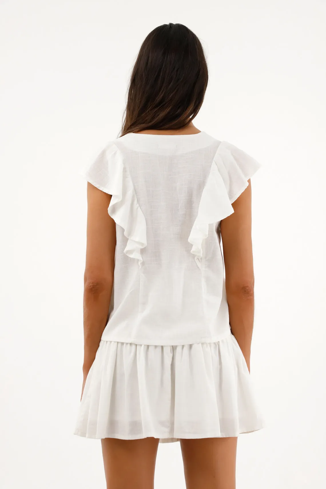 Camisa crudo con bolero y bordado para mujer