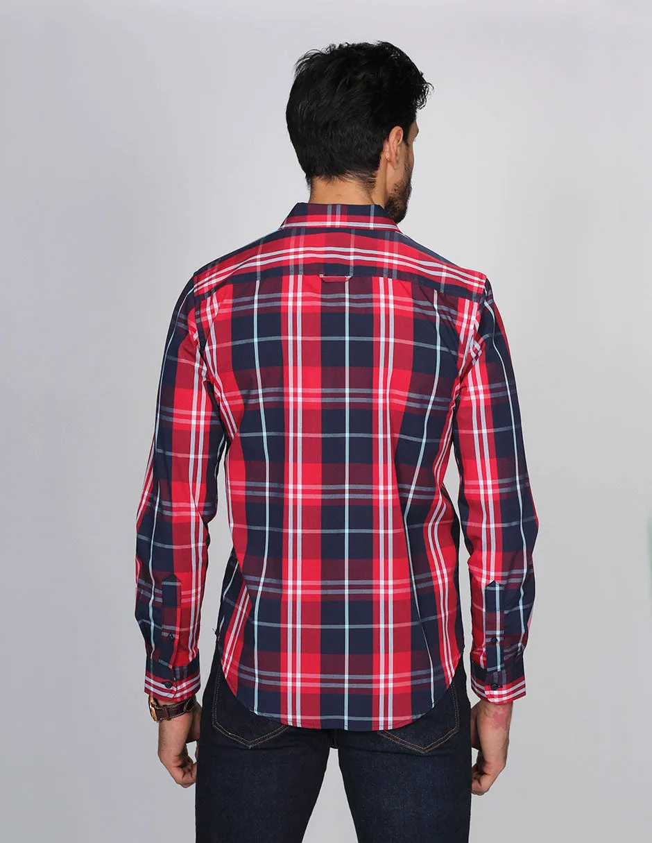 CAMISAS HOMBRE CASUALES MODA MANGA LARGA CUADROS 6 B15112