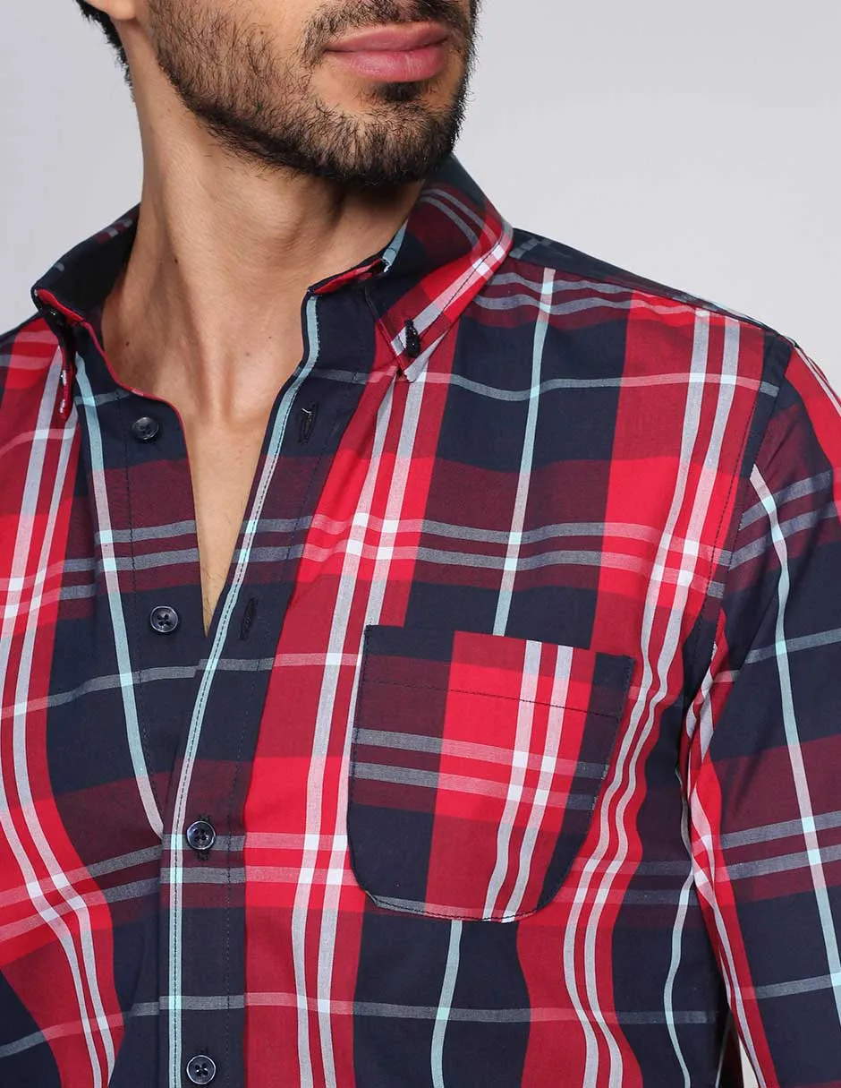 CAMISAS HOMBRE CASUALES MODA MANGA LARGA CUADROS 6 B15112