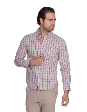 Camisas Para Hombre Manga Larga Cuadros Regular Fit Blanco B21207