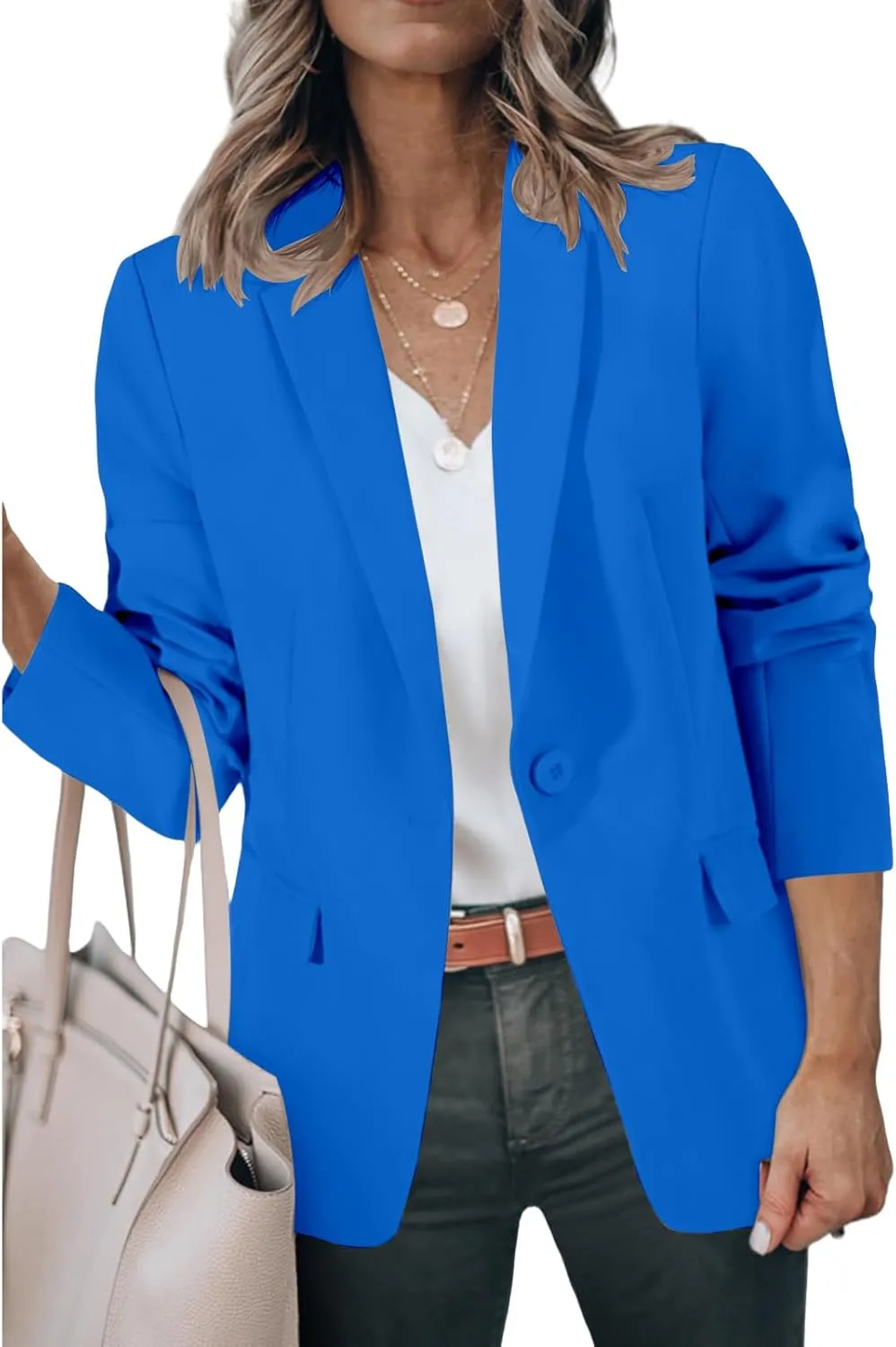 Casual Blazers for Women Business Work Office Suit Jackets Loose Fit Open Front Long Sleeve Cardigan Summer Spring Coat