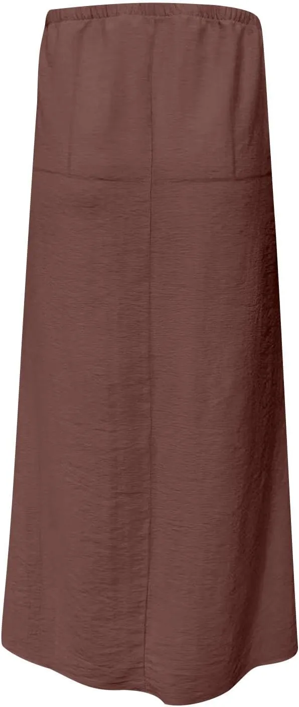 Cotton Linen Maxi Skirts for Women 2025 Drawstring Elastic High Rise Dress A Line Cute Vacation Boho Long Flowy Skirts