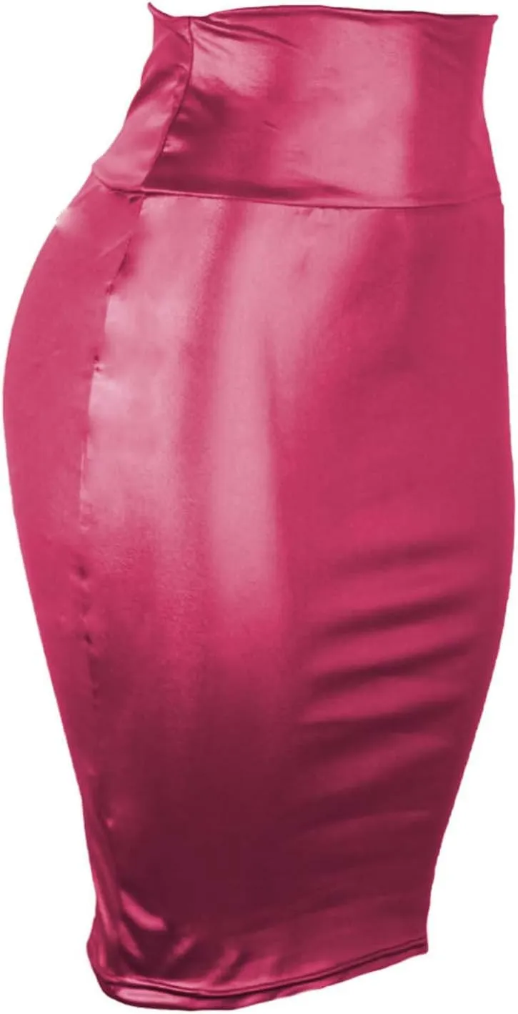 Faux Leather Bodycon Skirt for Women Sexy High Waist Pencil Skirt Clubwear Slim Fit Stretch Midi Skirt