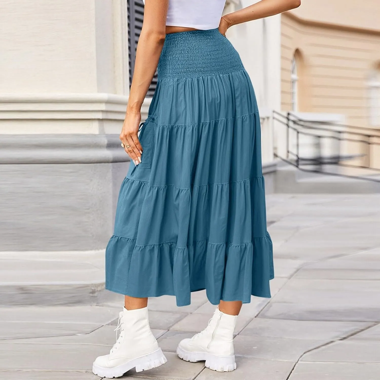 Floral Maxi Skirt for Women Summer Comfy Tiered Elastic High Waisted Skirts 2025 Vacation A-Line Flowy Swing Long Skirts