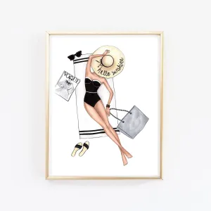 Hello sunshine summer art print fashion illustration