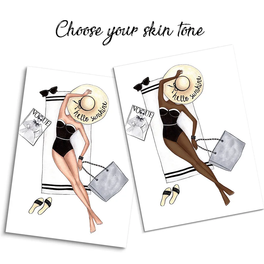 Hello sunshine summer art print fashion illustration