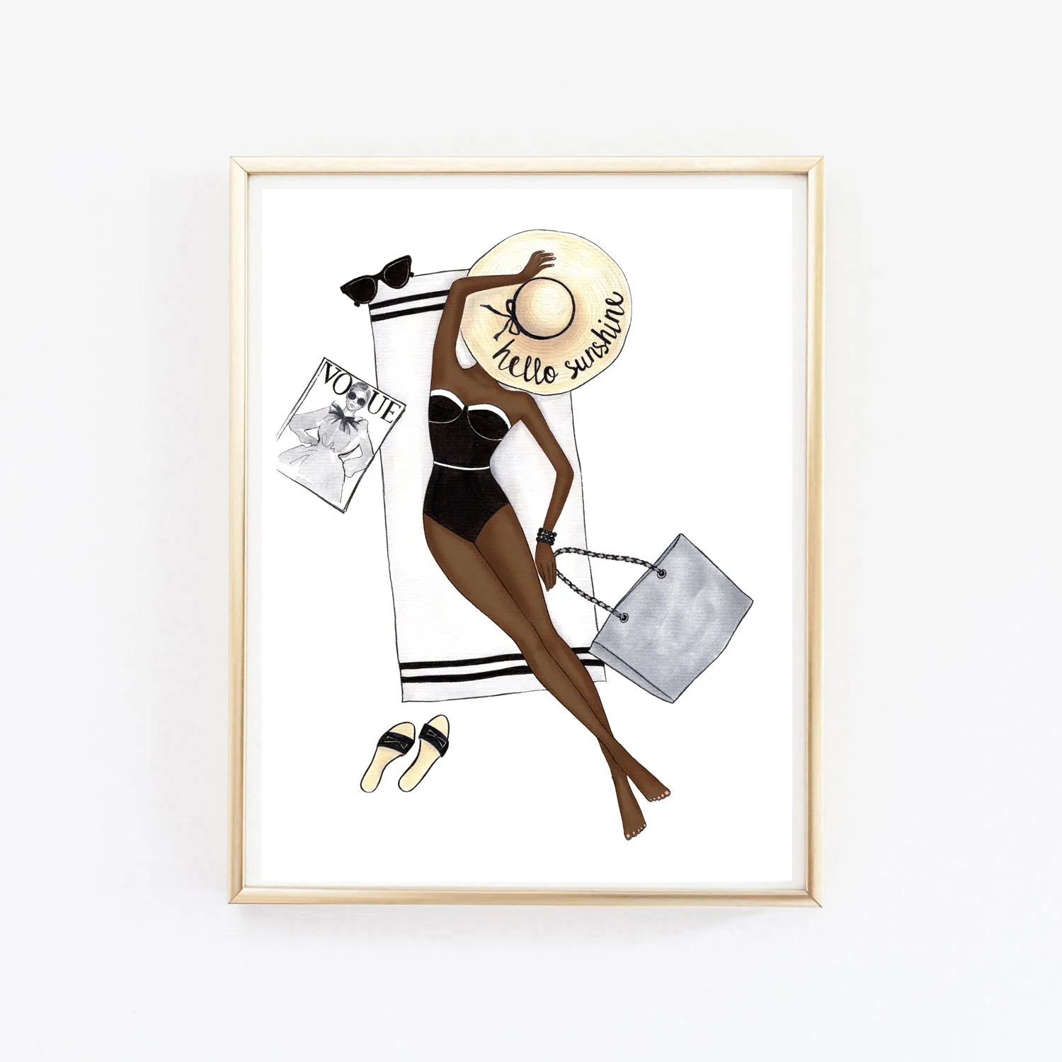 Hello sunshine summer art print fashion illustration