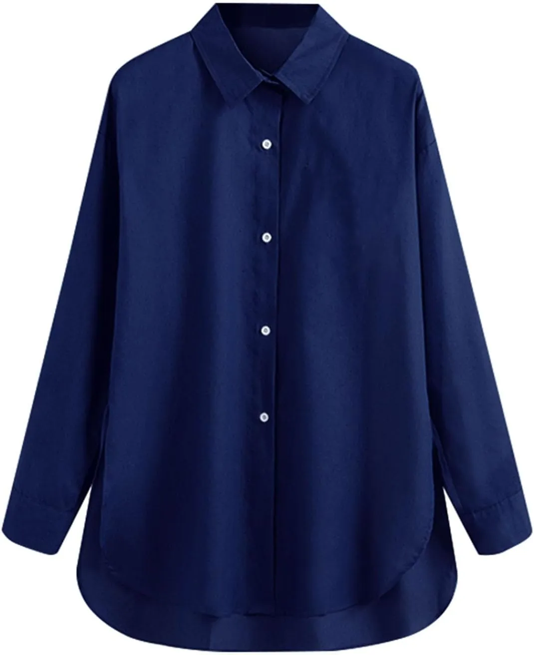 Linen Shirts for Women Casual Loose Solid Color Long Sleeve Stand Collar Shirt Beach Cover Ups for Women White Dress