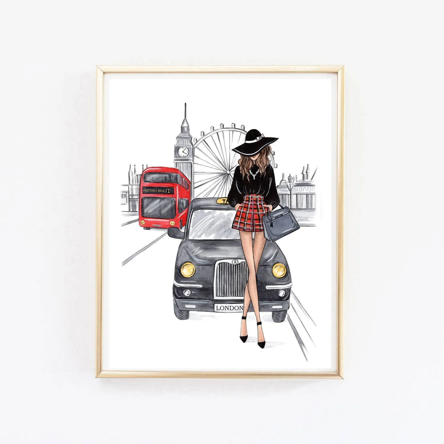 London girl art print fashion illustration