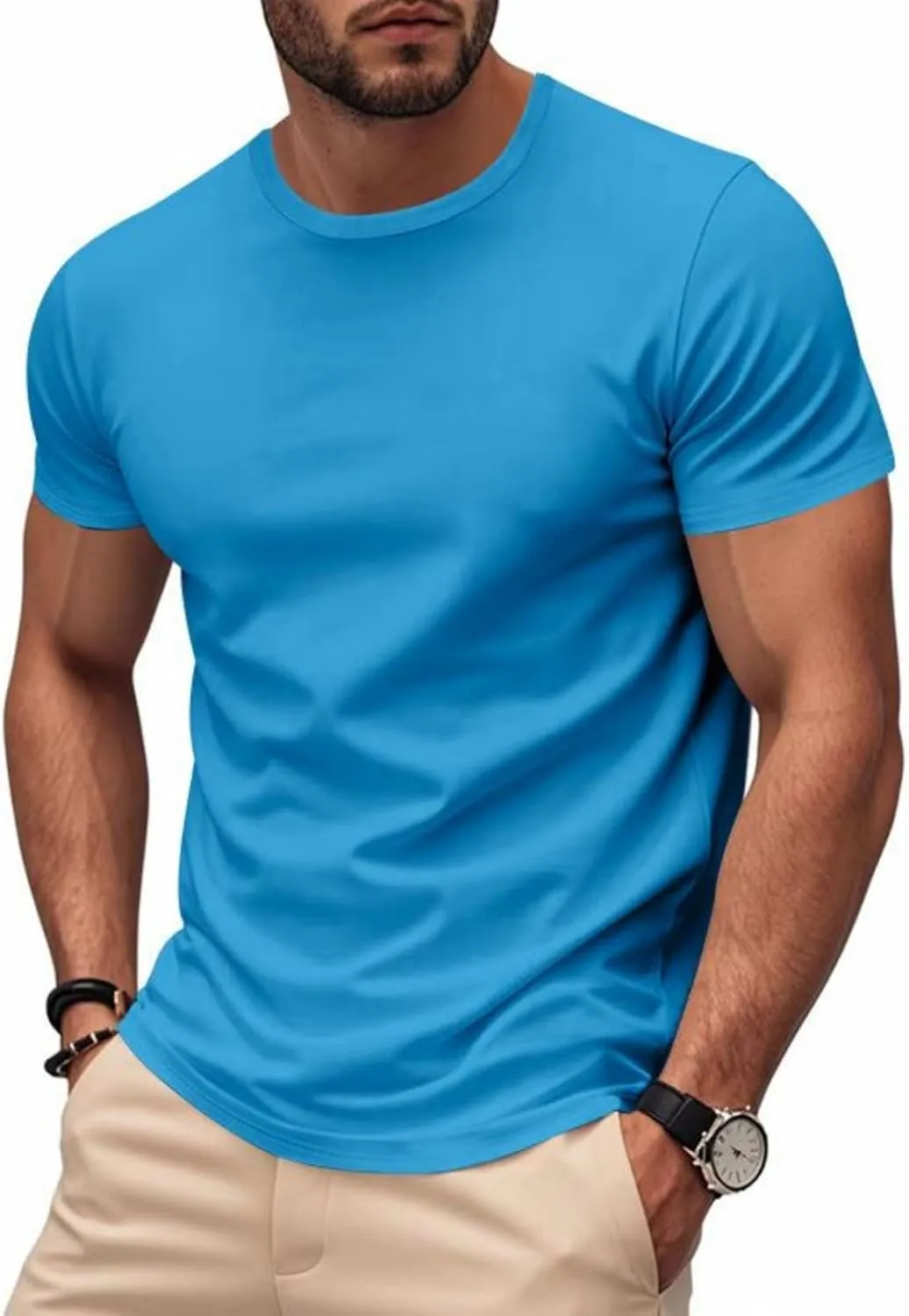 Men Summer T Shirt Short Sleeve Workout Breathable Athletic Running Tees Tops Super Soft Well-Crafted Classic Tee