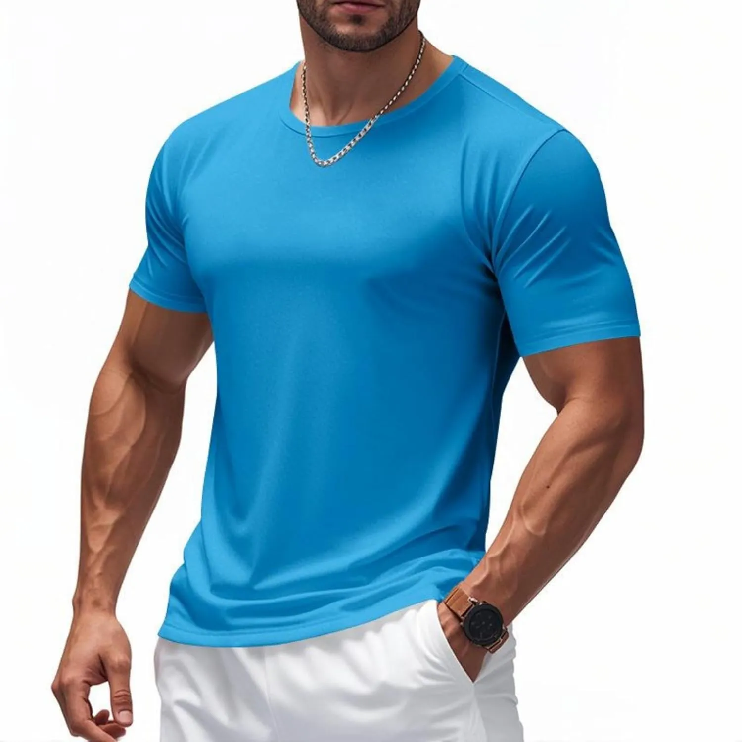 Men Summer T Shirt Short Sleeve Workout Breathable Athletic Running Tees Tops Super Soft Well-Crafted Classic Tee