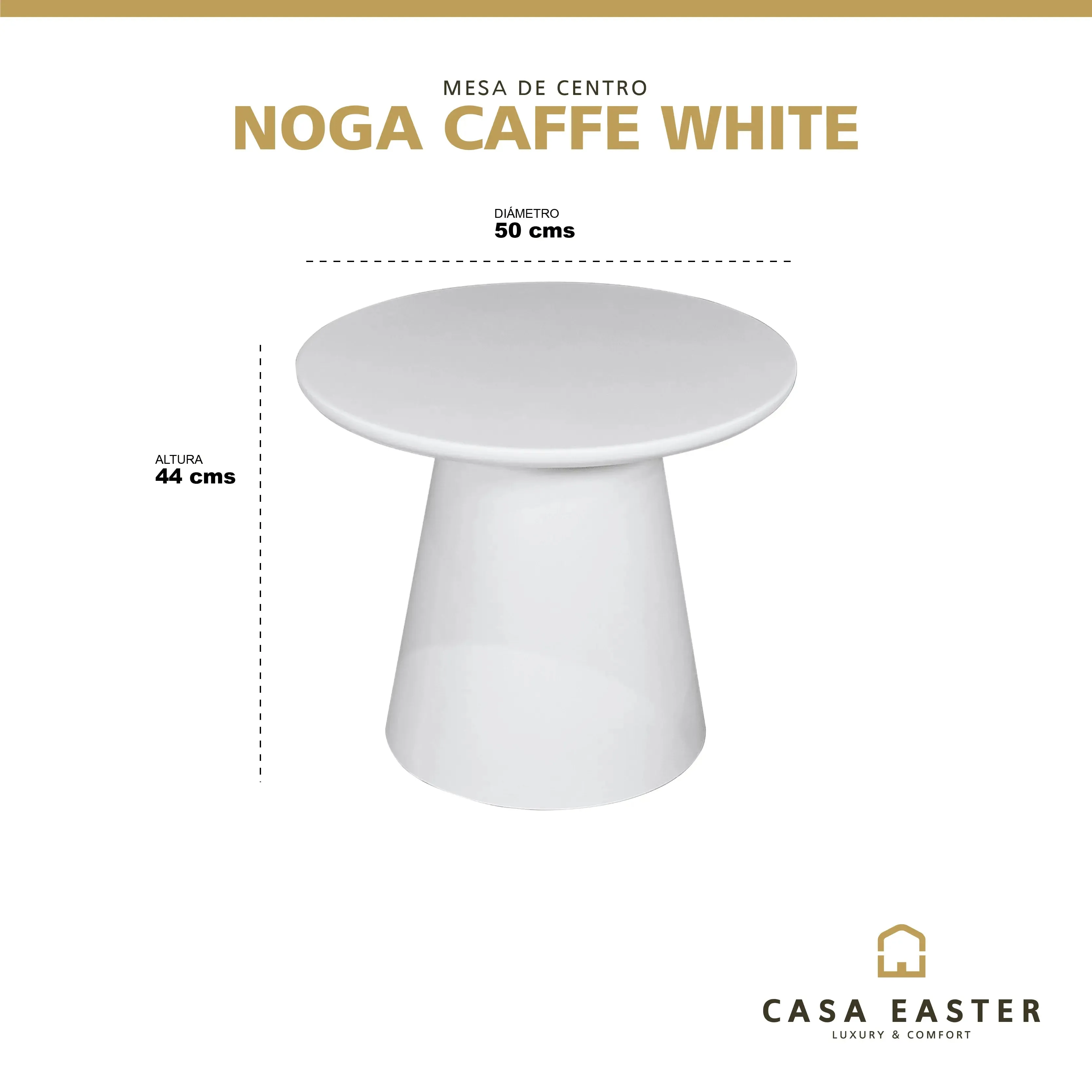 Mesa Bistro Noga Dia.50 cms, para Exterior e Interior de Aluminio Color Blanco - NOBLA