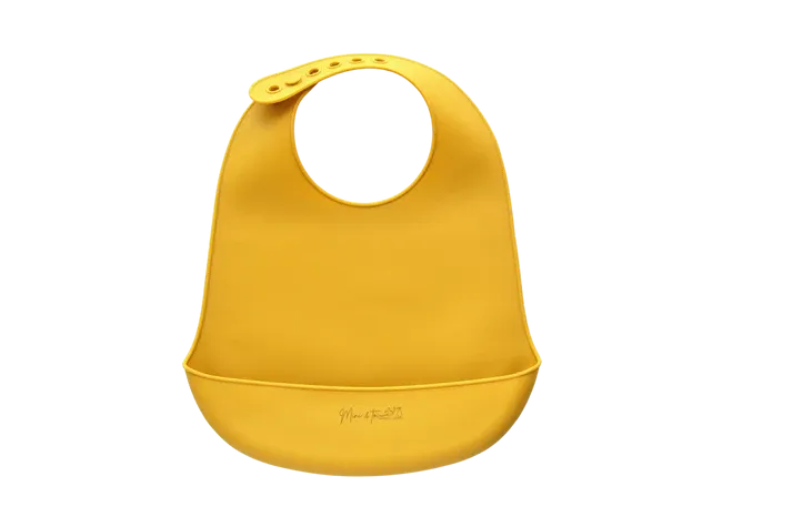 Mini & Toi - Bavette en Silicone - Jaune Ocre|| Mini & Toi - Silicone Bib - Yellow Ochre