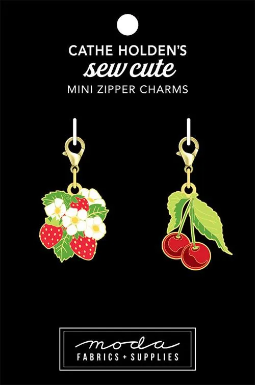 Mini Strawberry and Cherry Zipper Pulls 2ct Cathe Holden's Sew Cute