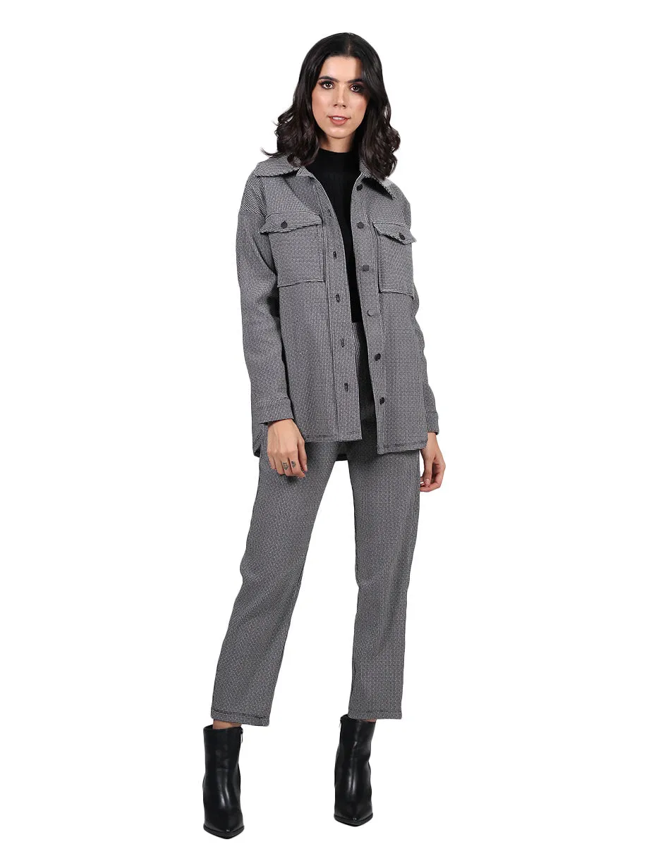 Pantalones Para Mujer Tiro Alto Con Cierre Cuadros Unico W23106