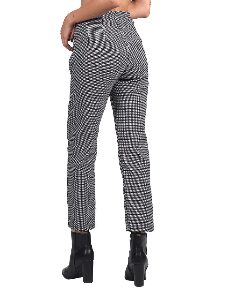 Pantalones Para Mujer Tiro Alto Con Cierre Cuadros Unico W23106