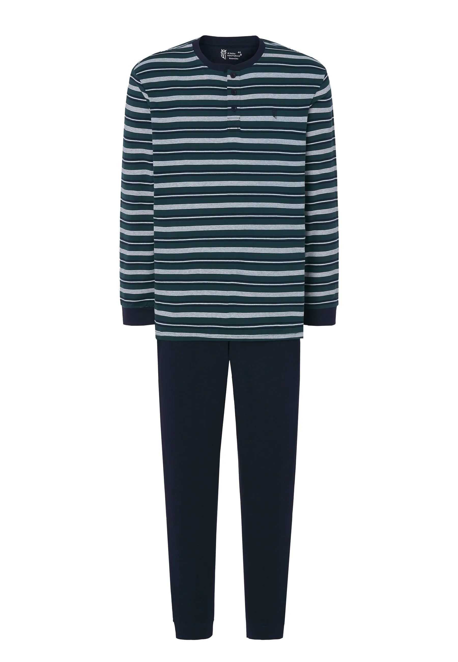 Pijama Hombre Largo Tapeta Algodón Punto Rayas - Verde 5580_40