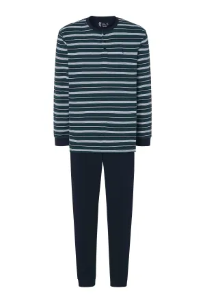 Pijama Hombre Largo Tapeta Algodón Punto Rayas - Verde 5580_40