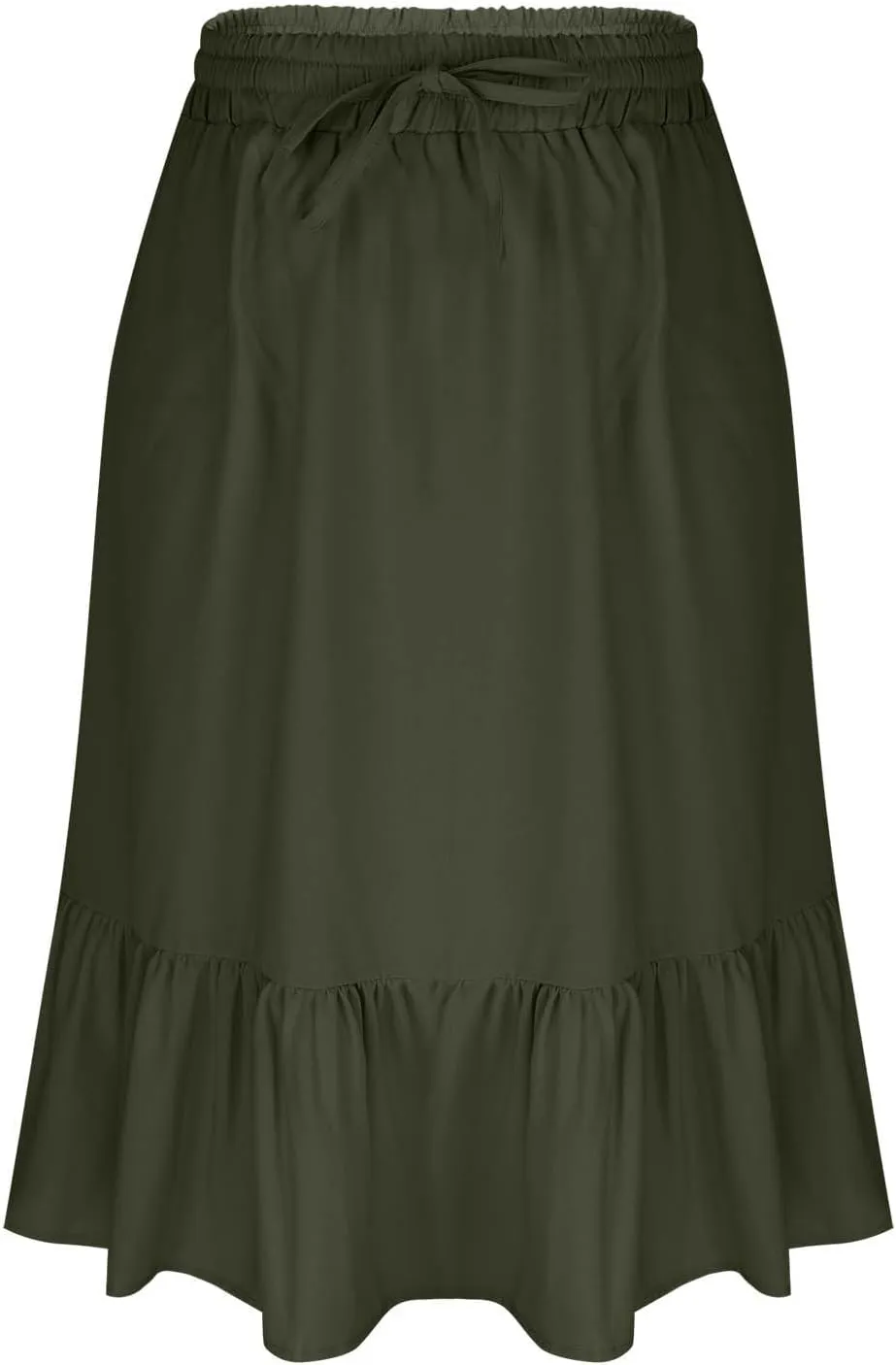 Summer Skirts for Women Trendy with Pockets Drawstring High Waisted Lightweight Casual Tiered Flowy A-Line Midi Skirt