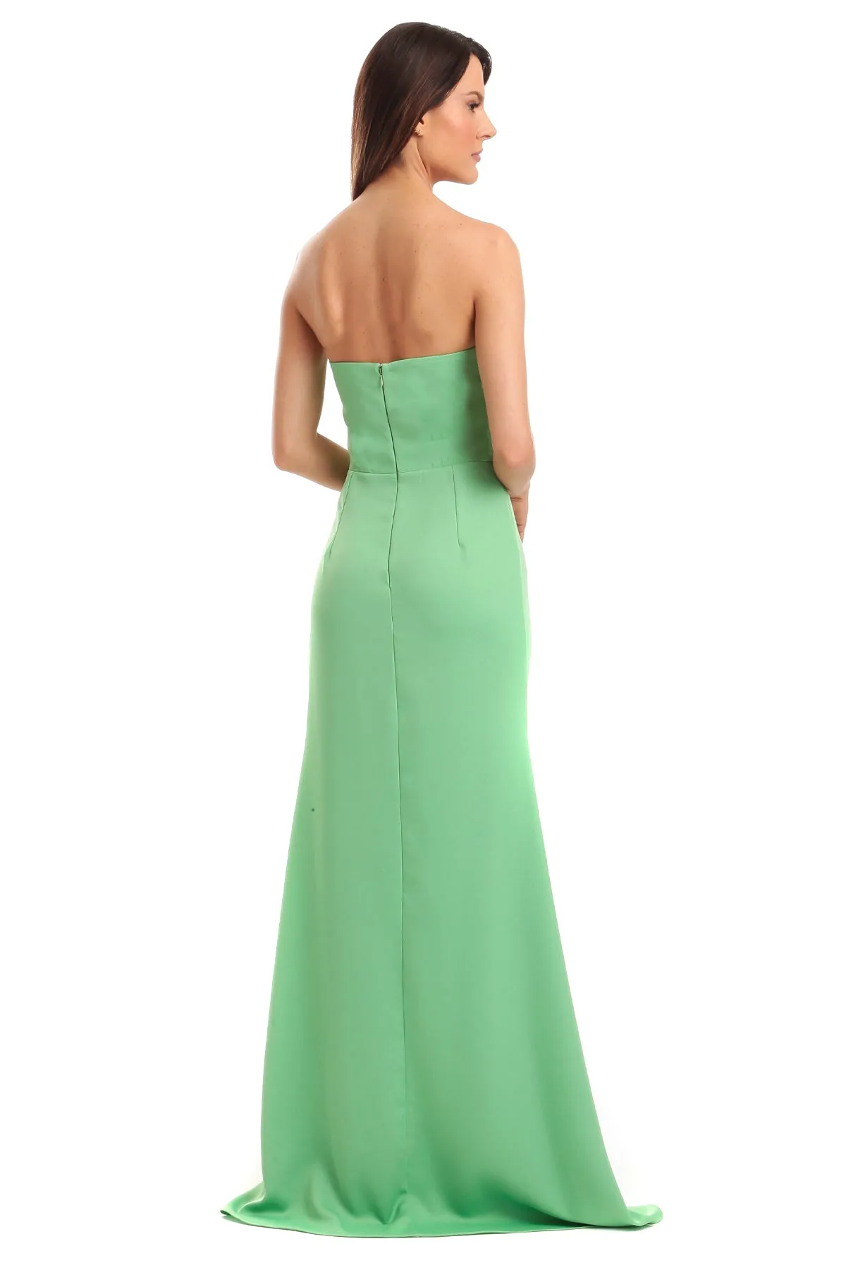 Vestido Longo Sem Alças E Saia Transpassada