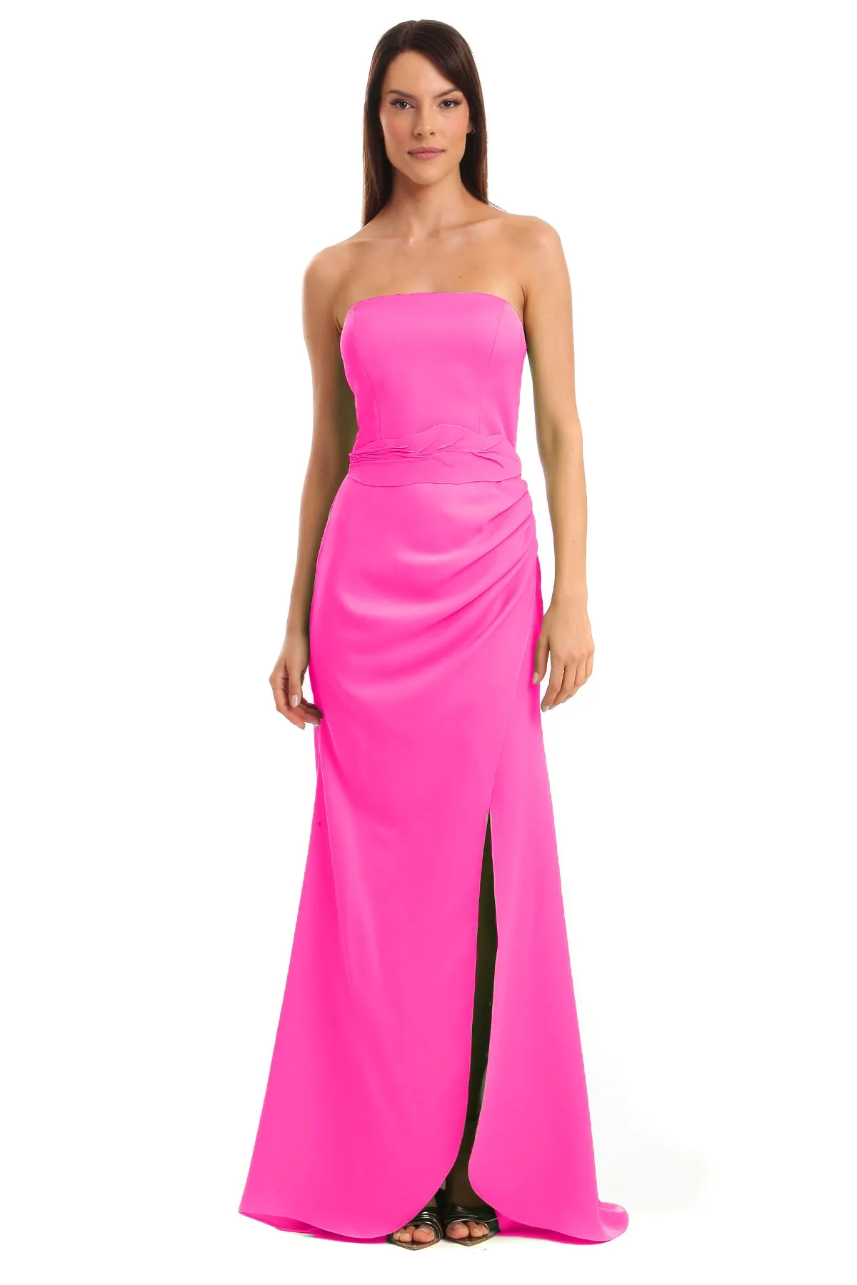 Vestido Longo Sem Alças E Saia Transpassada