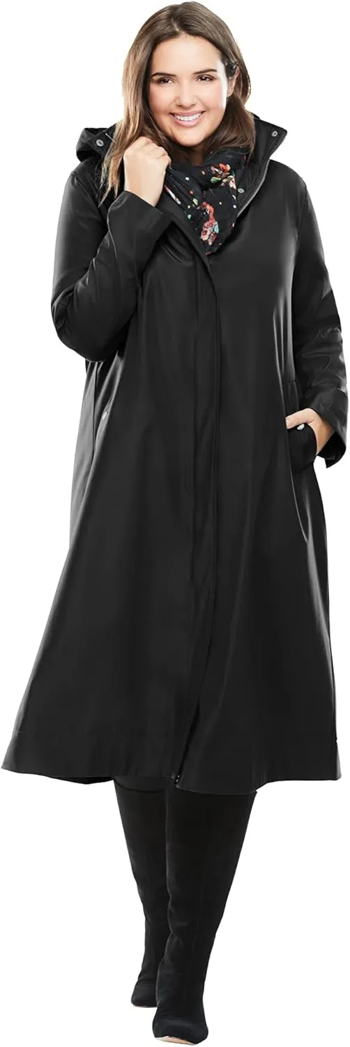 Woman Within Plus Size Long A-Line Raincoat
