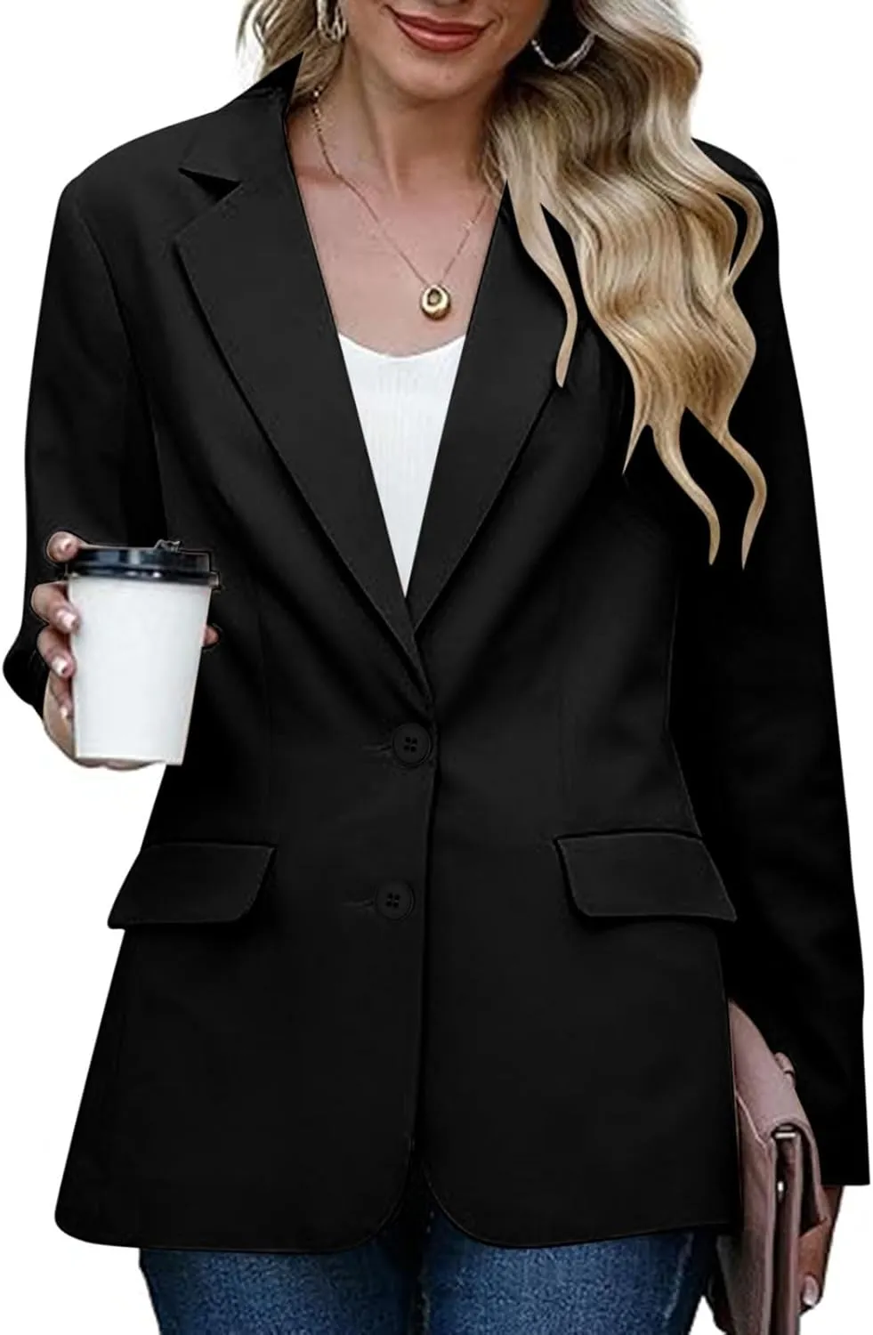Women Business Casual Blazer with Lined,Professional Work Suit Jacket with Pockets??Long Sleeve Button Open Front