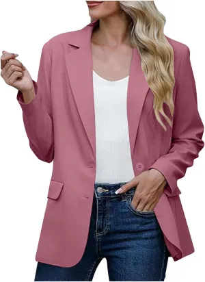 Women Business Casual Blazer with Lined,Professional Work Suit Jacket with Pockets??Long Sleeve Button Open Front