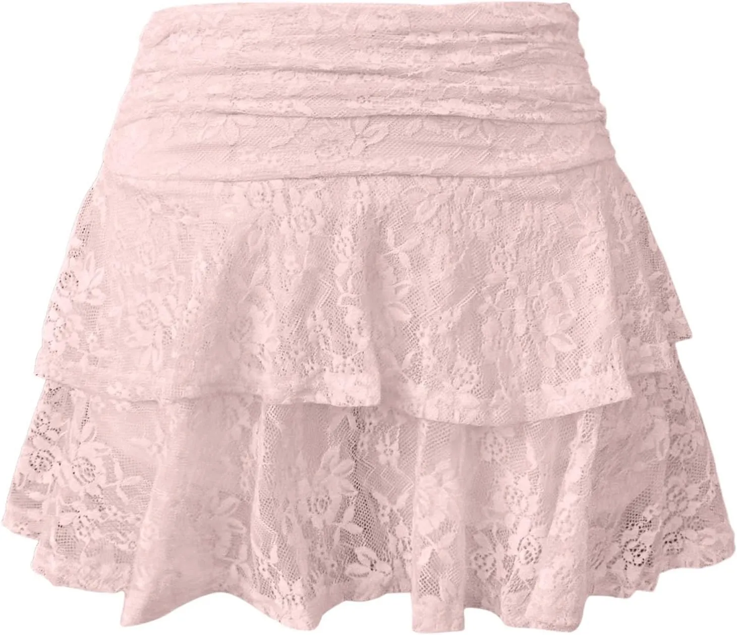 Women Flowy Shorts Skirts High Waist Ruffle Tiered Lace Mini Skirt Summer Cute Layered Casual Beach Travel Outfits