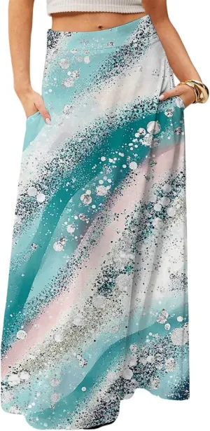 Women's 2025 Bohemian Long Floral Skirts Flowy High Waist Floral Maxi Skirt Summer Regular Trendy Skirts