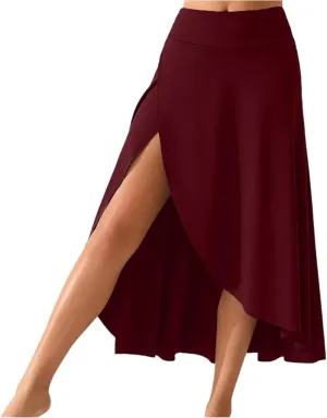 Women's Flowy Skirts Solid Color High Waist Temperament Elegant Slit Long Skirt Fashionable Slim Maxi Dresses, S-XL