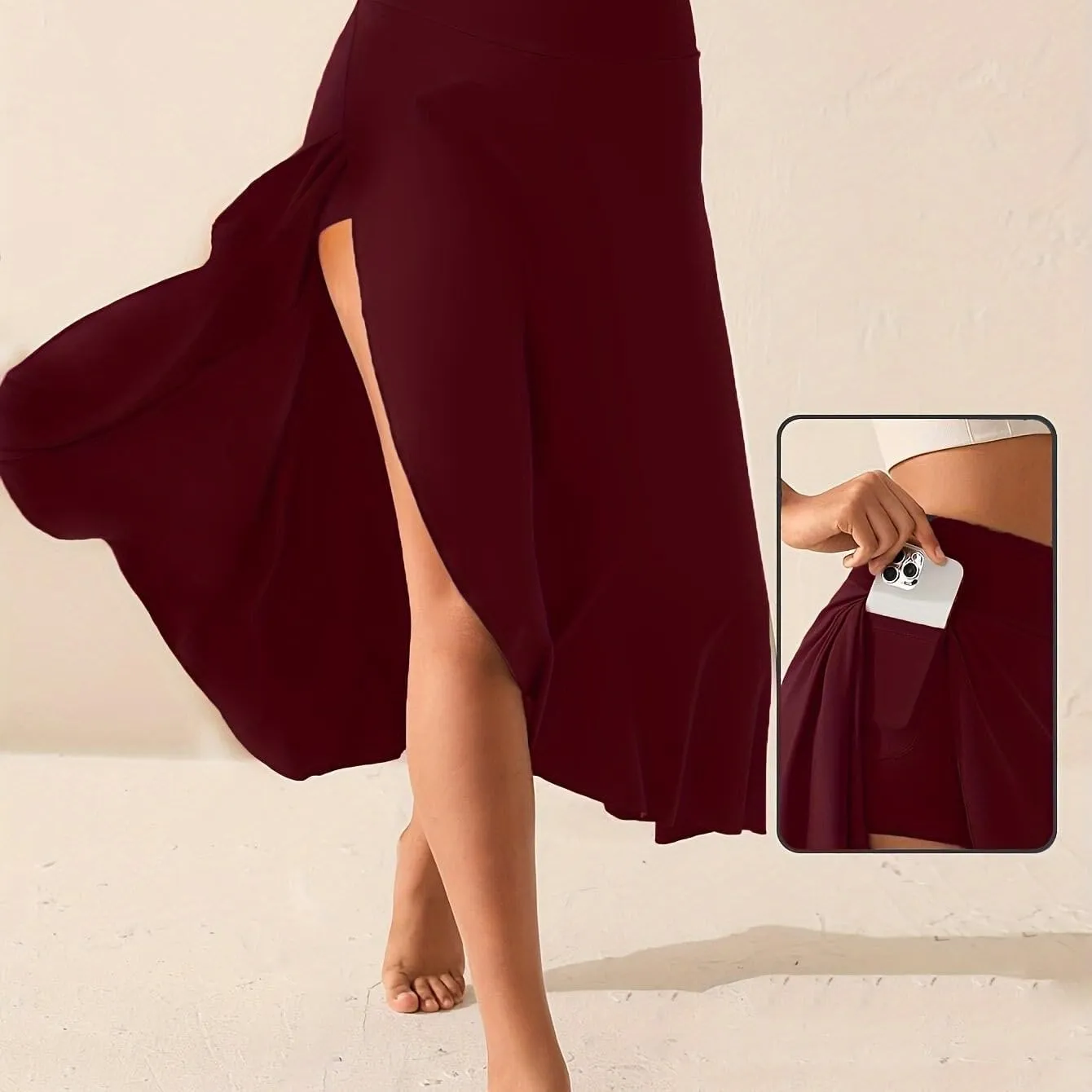 Women's Flowy Skirts Solid Color High Waist Temperament Elegant Slit Long Skirt Fashionable Slim Maxi Dresses, S-XL
