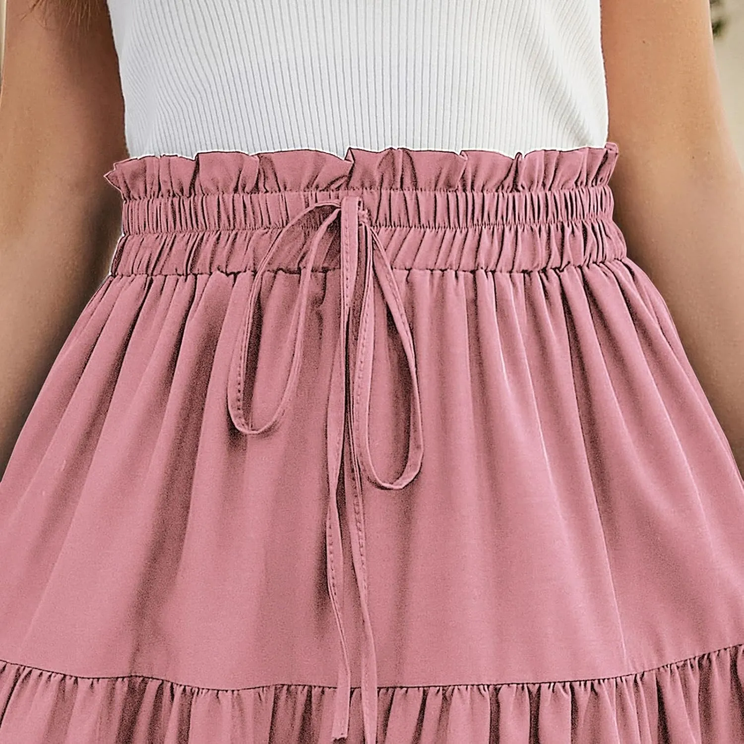 Womens Maxi Skirt Boho High Waisted Tiered Ruffle Floral Skirt Trendy Summer Flowy A Line Beach Skirt Cruise Outfits