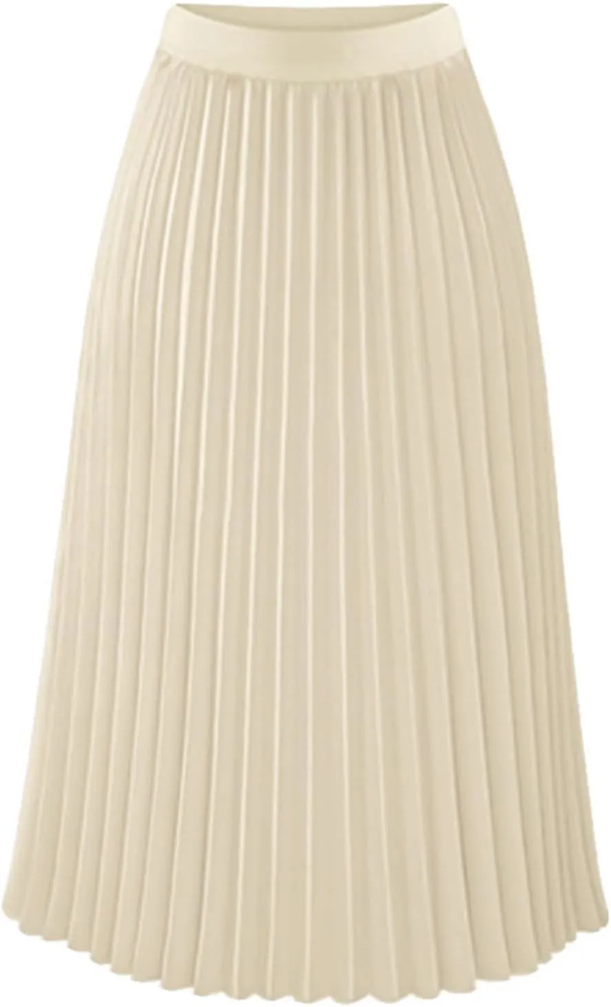 Womens Midi Skirt Elastic High Waist Pleated Chiffon Skirt Swing Flowy A-Line Skirts Casual Beach Vacation Clothes