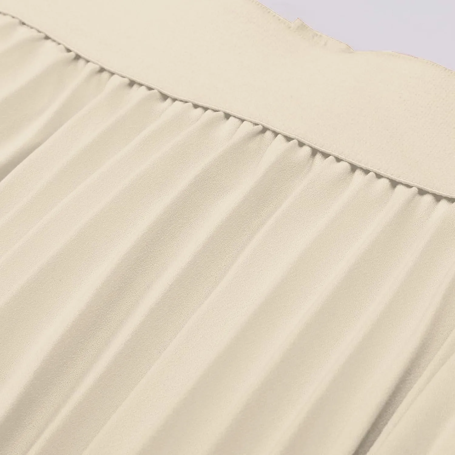 Womens Midi Skirt Elastic High Waist Pleated Chiffon Skirt Swing Flowy A-Line Skirts Casual Beach Vacation Clothes