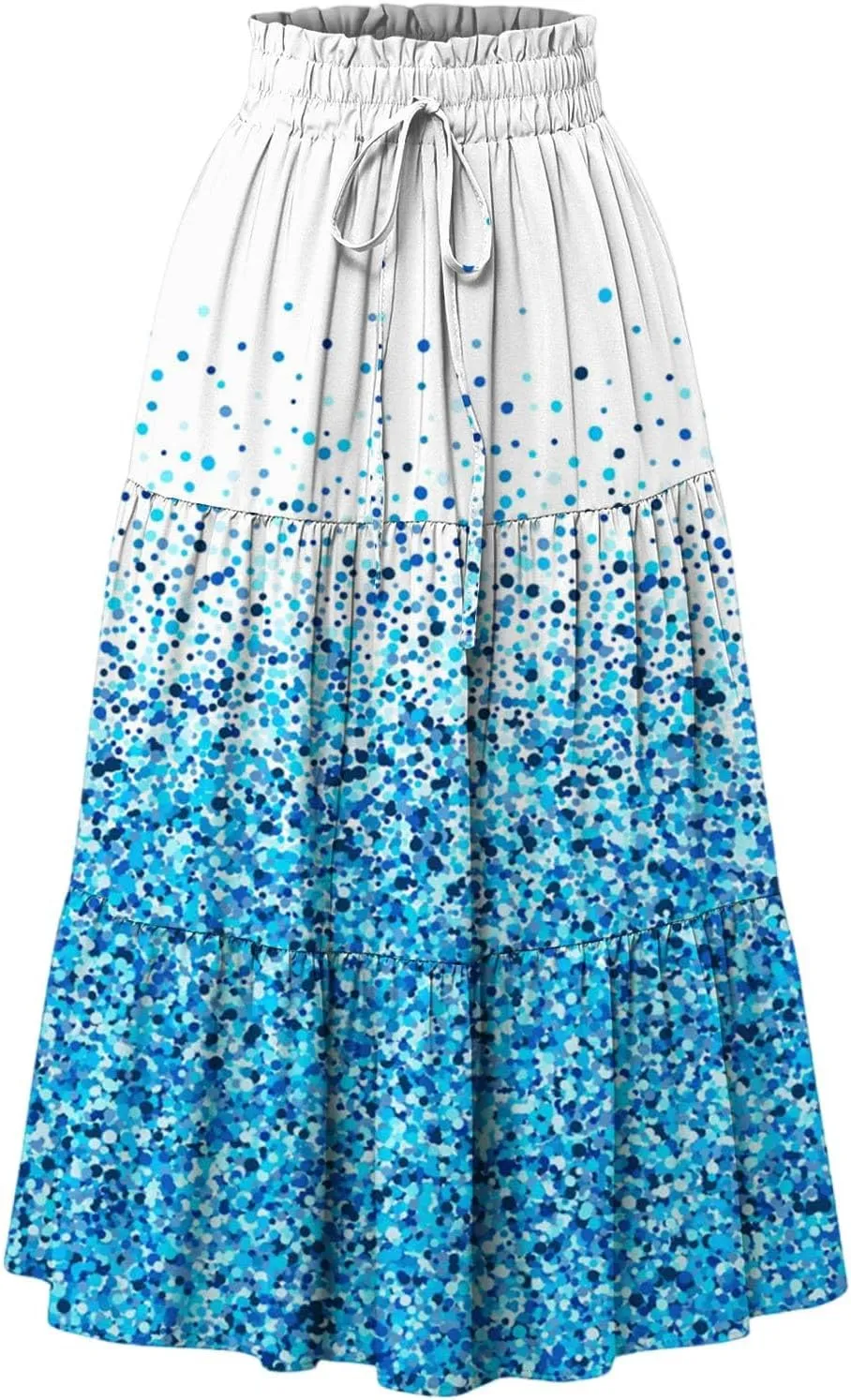 Women's Sundresses Boho Floral Skirt Casual Elastic High Waist Maxi Skirts Flowy A Line Beach Long Skirt, S-2XL